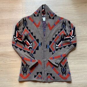 Ellison Brown and Red Geometric Cardigan